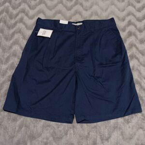 Bugle Boy Company Mens Size 34 Navy Blue Pleated Front Chino Shorts NWT